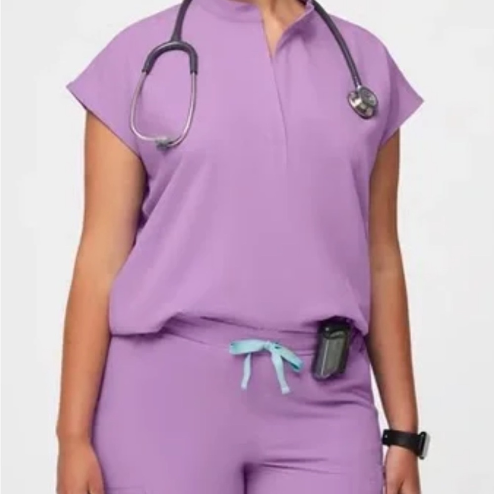 Figs Women's Purple Scrub Top and Bottom.